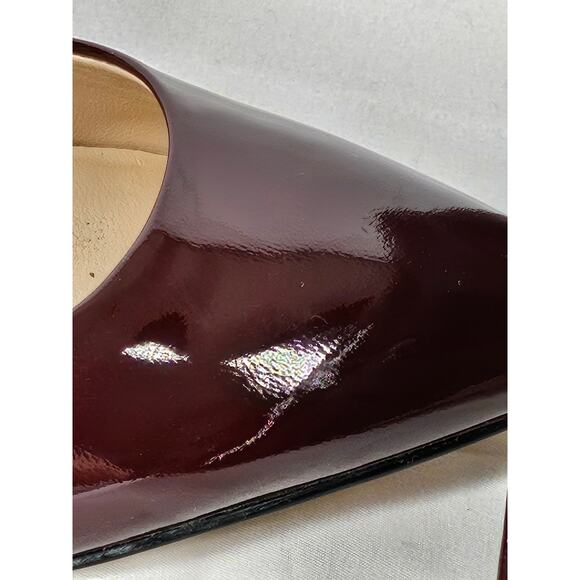 KARL LAGERFELD PARIS ADINA BURGUNDY PATENT LEATHER HEELS SIZE 5M/35B - Picture 15 of 15